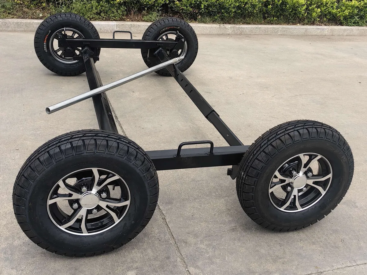 Steel towing dollies β assembled set with pin-lock hubs and adjustable crossbars